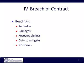 IV. Breach of Contract