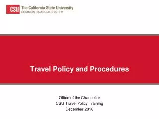 Travel Policy and Procedures