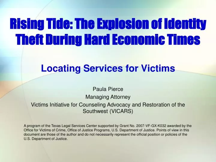 rising tide the explosion of identity theft during hard economic times