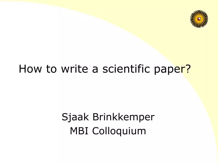 how to write a scientific paper