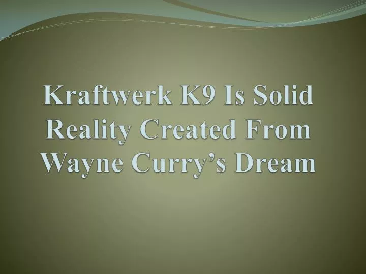 kraftwerk k9 is solid reality created from wayne curry s dream