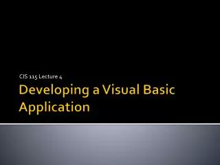 Developing a Visual Basic Application