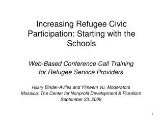 Increasing Refugee Civic Participation: Starting with the Schools
