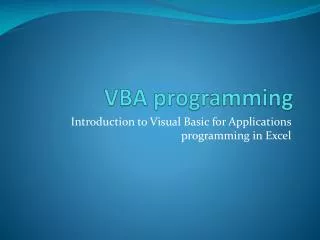 VBA programming