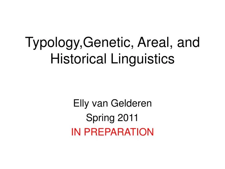 typology genetic areal and historical linguistics