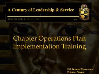 Chapter Operations Plan Implementation Training