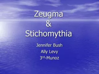 Zeugma &amp; Stichomythia