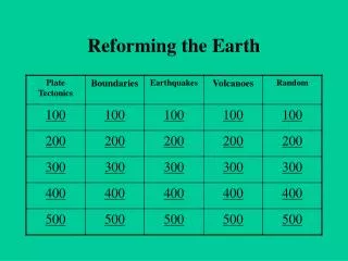 Reforming the Earth