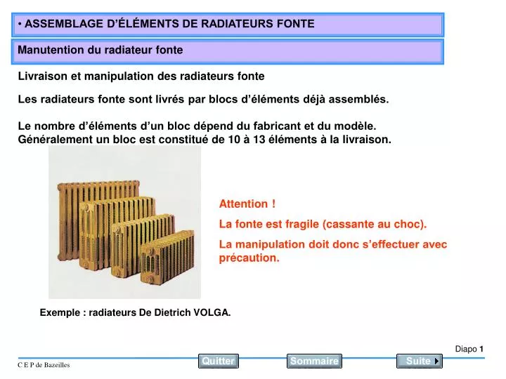 livraison et manipulation des radiateurs fonte