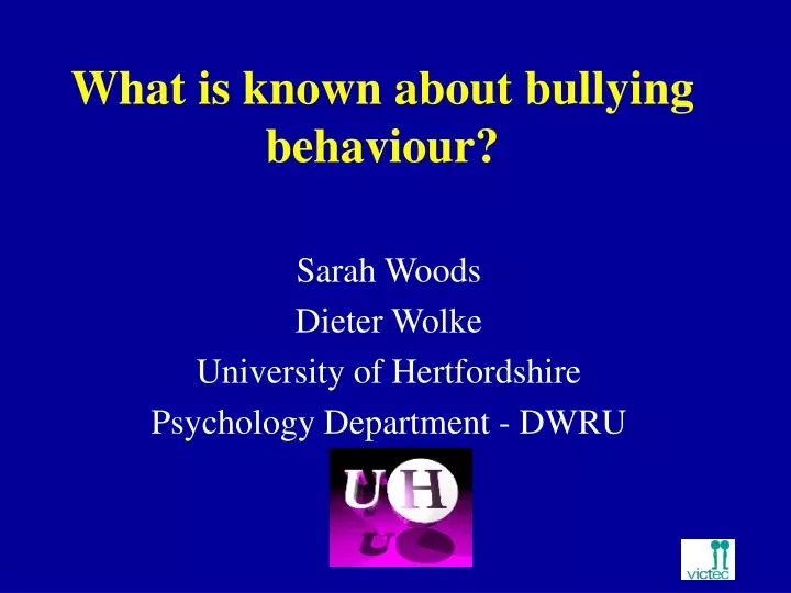 what is known about bullying behaviour