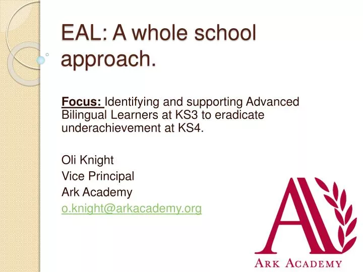 eal a whole school approach