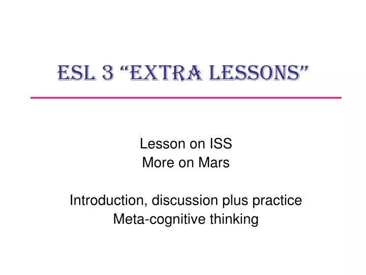 esl 3 extra lessons