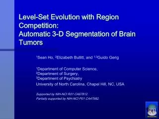 Level-Set Evolution with Region Competition: Automatic 3-D Segmentation of Brain Tumors