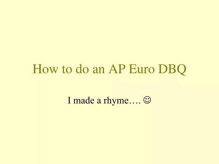 how to do an ap euro dbq