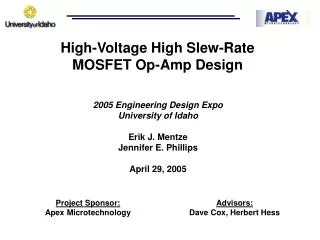 High-Voltage High Slew-Rate MOSFET Op-Amp Design
