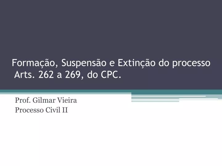 forma o suspens o e extin o do processo arts 262 a 269 do cpc