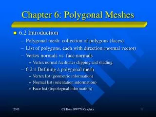 Chapter 6: Polygonal Meshes