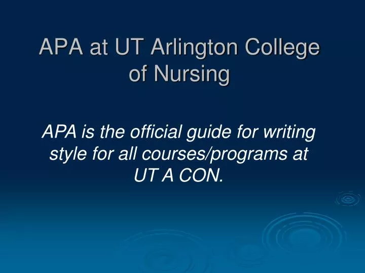 apa at ut arlington college of nursing