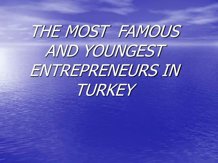the most famous and young est entrepreneurs in turkey