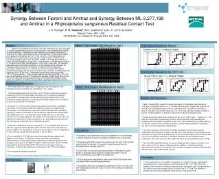 Synergy Between Fipronil and Amitraz and Synergy Between ML-3,277,198 and Amitraz in a Rhipicephalus sanguineus Residu