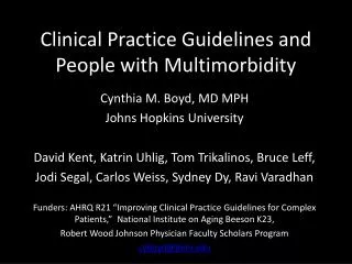 Clinical Practice Guidelines and People with Multimorbidity
