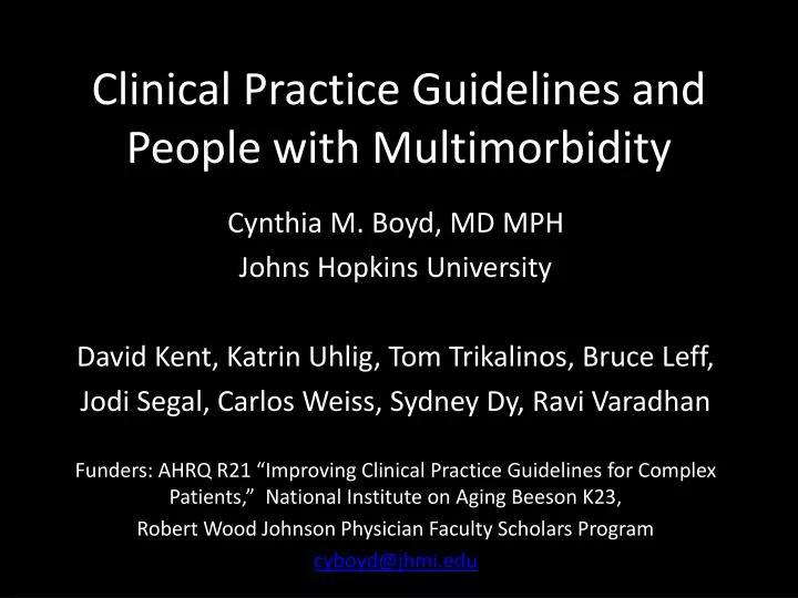 clinical practice guidelines and people with multimorbidity