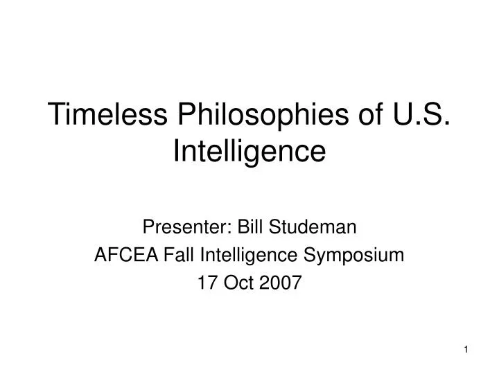 timeless philosophies of u s intelligence