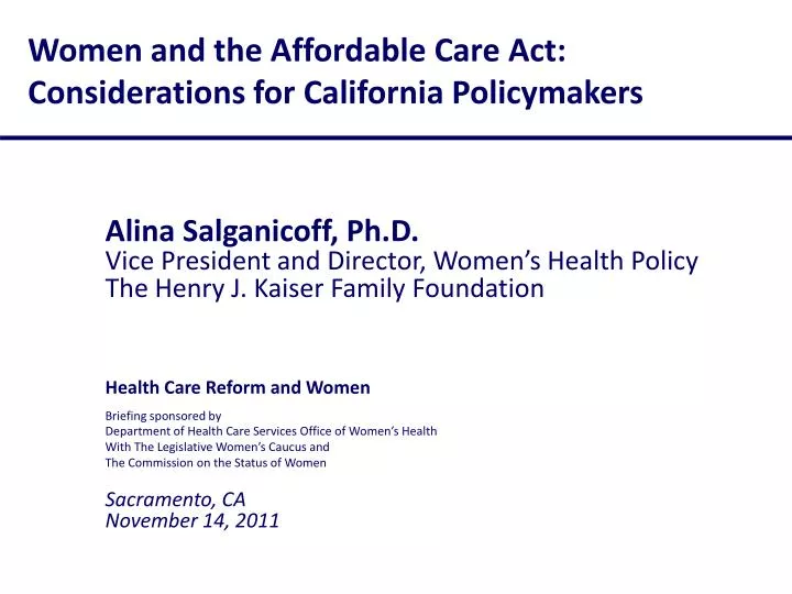 women and the affordable care act considerations for california policymakers