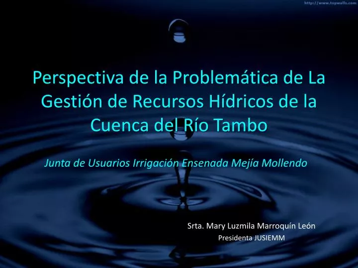 perspectiva de la problem tica de la gesti n de recursos h dricos de la cuenca del r o tambo