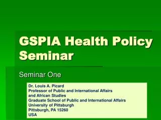 GSPIA Health Policy Seminar