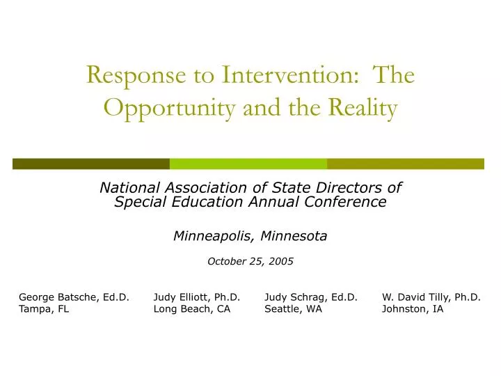 response to intervention the opportunity and the reality