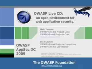 OWASP Live CD: An open environment for web application security.