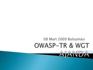 OWASP-TR &amp; WGT AJANDA