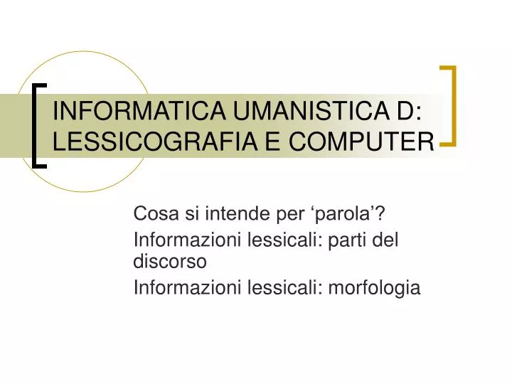 informatica umanistica d lessicografia e computer