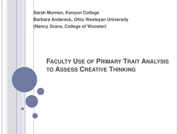 faculty use of primary trait analysis to assess creative thinking