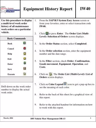 Equipment History Report