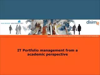 IT Portfolio management from a academic perspective