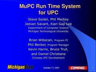 MuPC Run Time System for UPC