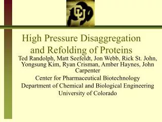 High Pressure Disaggregation and Refolding of Proteins