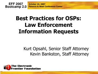 Best Practices for OSPs: Law Enforcement Information Requests