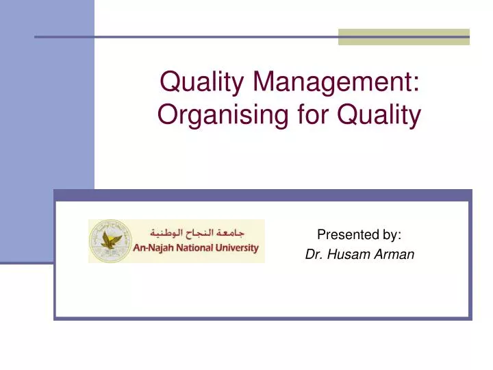 quality management organising for quality