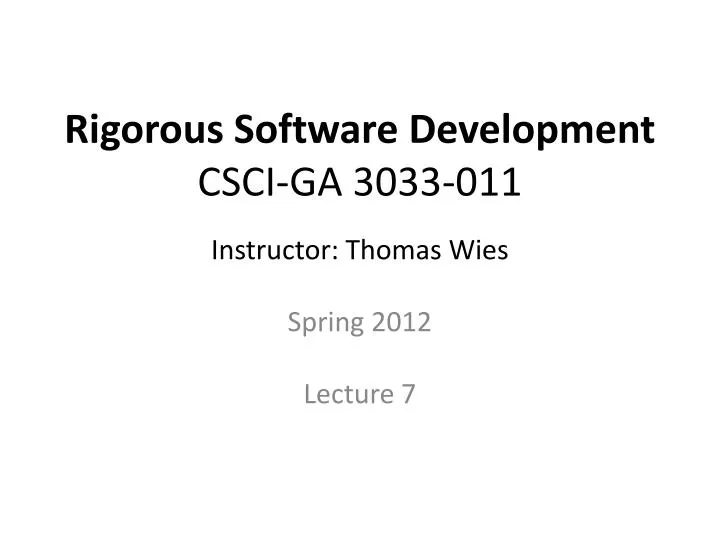 rigorous software development csci ga 3033 011