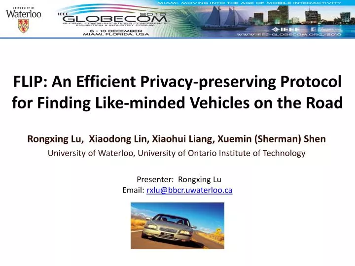 flip an efficient privacy preserving protocol for finding like minded vehicles on the road