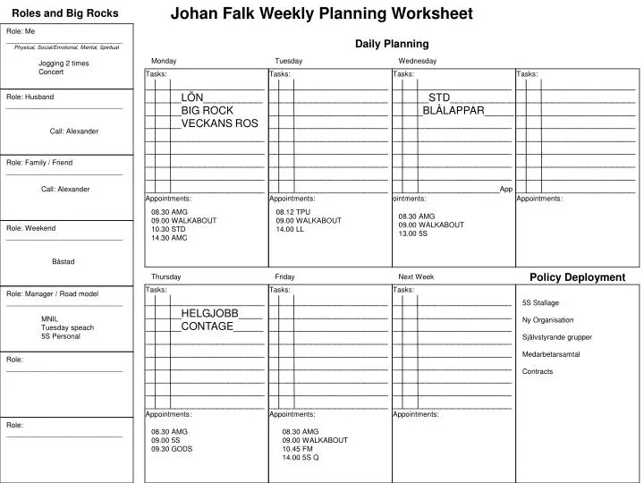 johan falk weekly planning worksheet
