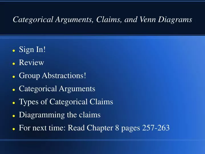 categorical arguments claims and venn diagrams
