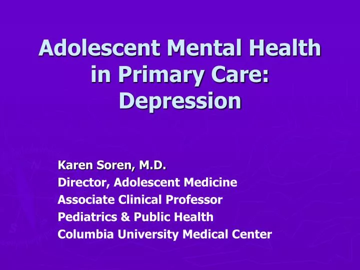 adolescent mental health in primary care depression