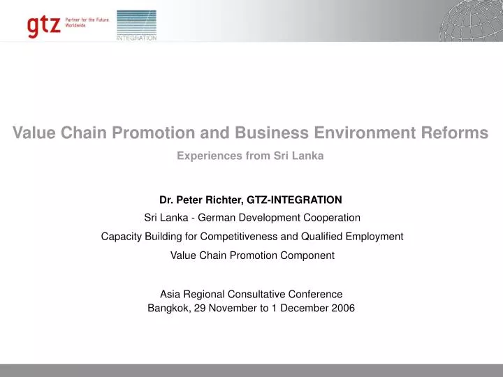 value chain promotion and business environment reforms experiences from sri lanka