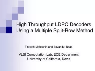 High Throughput LDPC Decoders Using a Multiple Split-Row Method