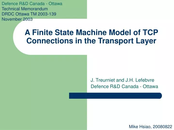a finite state machine model of tcp connections in the transport layer