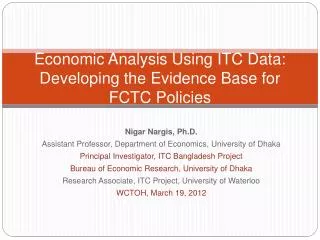 Economic Analysis Using ITC Data: Developing the Evidence Base for FCTC Policies